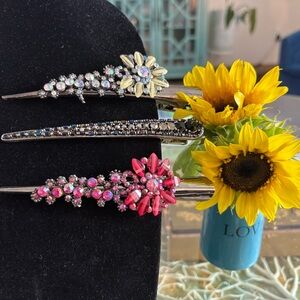 Elegant Crystal Hair Clips Set - Multicolor
